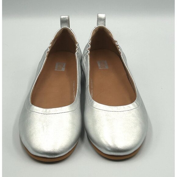 NWOB FitFlop Women's Metallic Silver Leather Allegro Ballet Flats Size 9 3018 - Picture 7 of 16